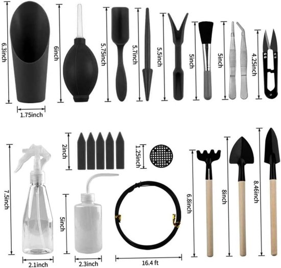 Mini Tuingereedschap Set - Bonsai Gereedschap - Planten Verzorgen - 16 Delige Set - 20 x 10 x 10 cm van MINI — afbeelding 5