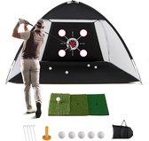 COSTWAY golfoefeningsnet 300 x 200 cm, golfnet met slagmat, doelplaat, 5 ballen en tee, chipping-trainingsnetten incl. draagtas, draagbaar trainingshulpmiddel voor binnen en buiten
