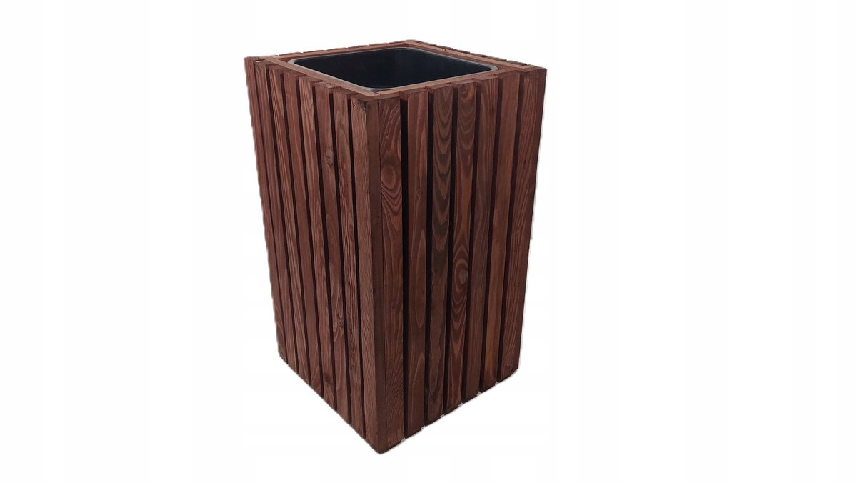 Houten plantenbak met kunststof inzet, 18L, grijs/bruin
