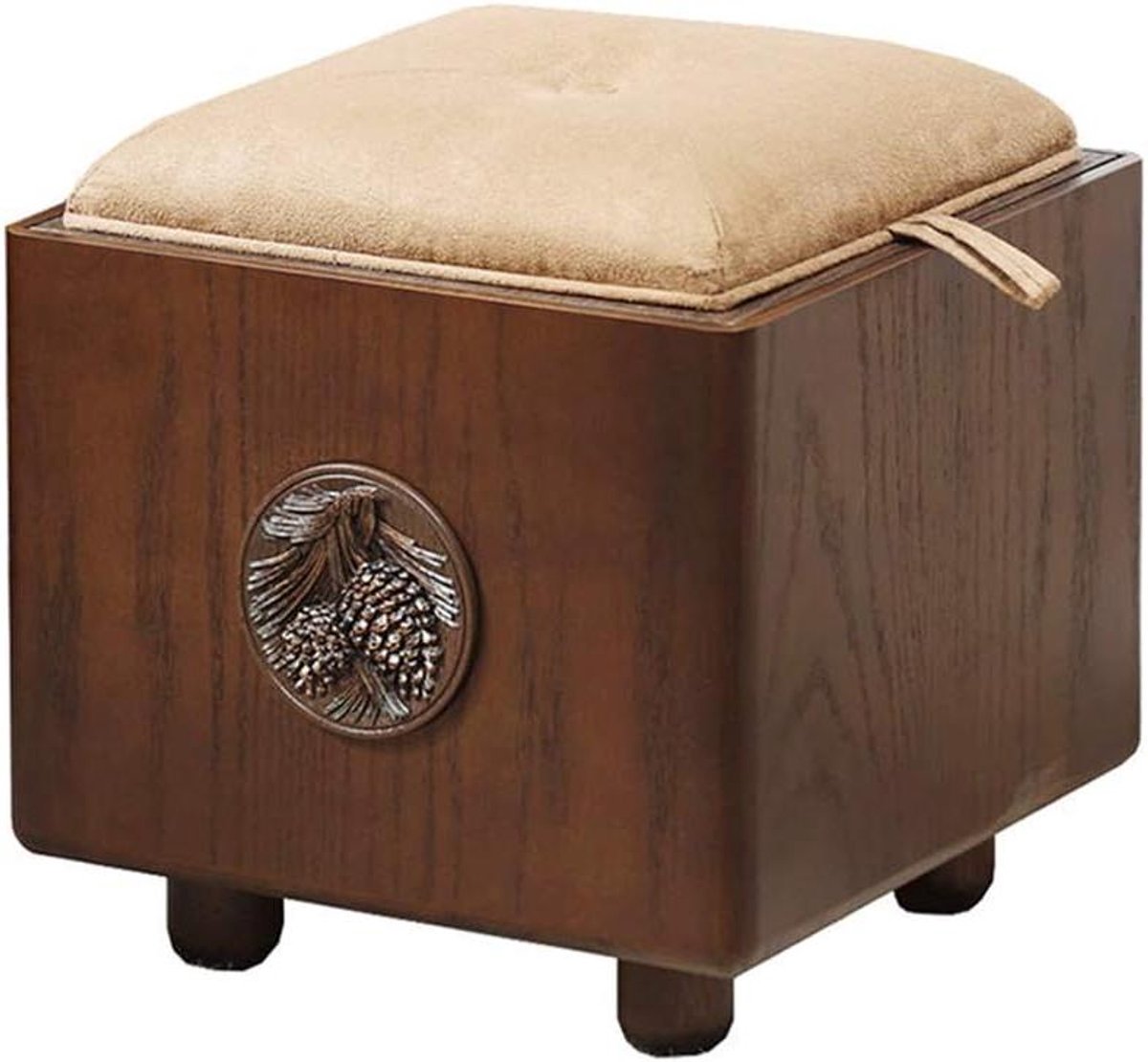 Opbergkruk - Poef voetenbank - Extra zitplaatsen - Massief houten frame - 120 kg belasting - Katoen