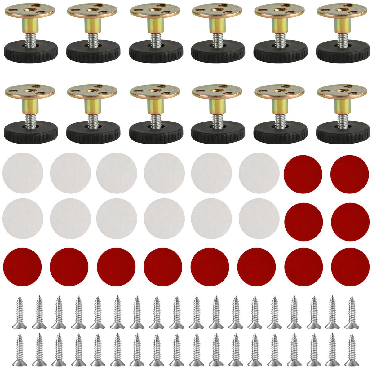Dailygoods- Meubelpoten Verstelbaar - Set van 12 - Hoogte 33-40 mm - Dempingspads - Robuust PP/Roestvrij Staal - Stabiliteit en Geluidsreductie