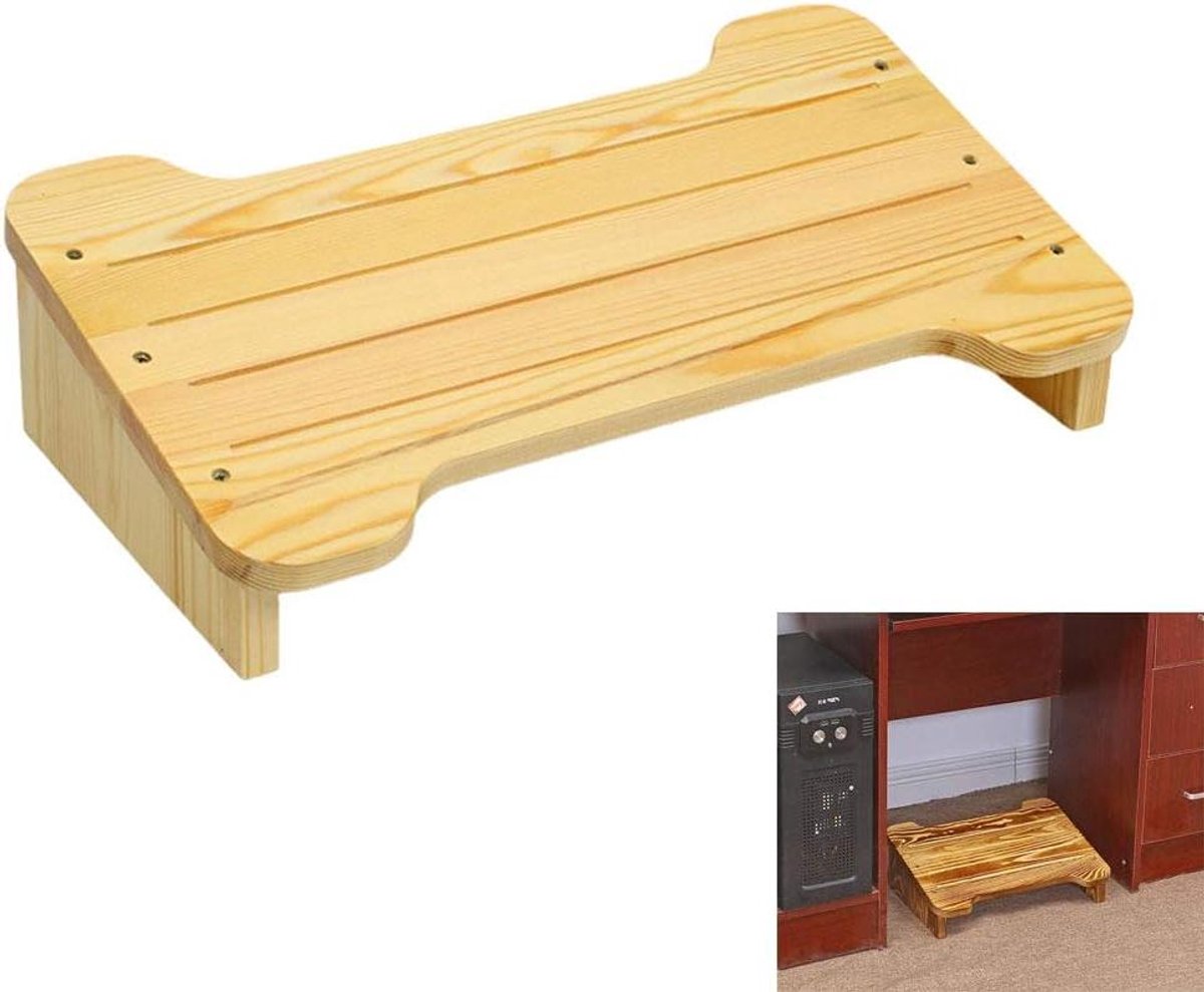 Houten Voetsteun - Krukje - Bureau Gebruik - Carbonisatie Proces - S 39x28cm - Natuurlijk Hout