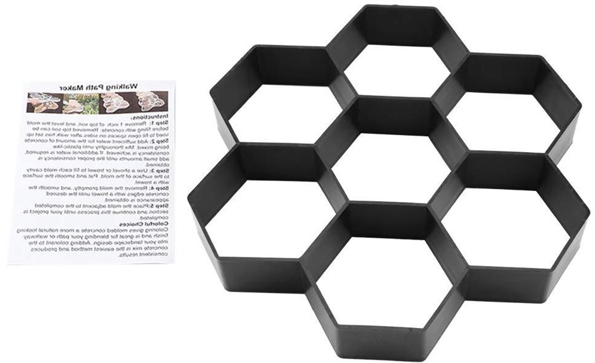 Betonnen Schimmel - Loopbrug Maker - Tuinpad Aanleggen - Herbruikbaar Beton Vorm - 33 x 31 cm - Zwart