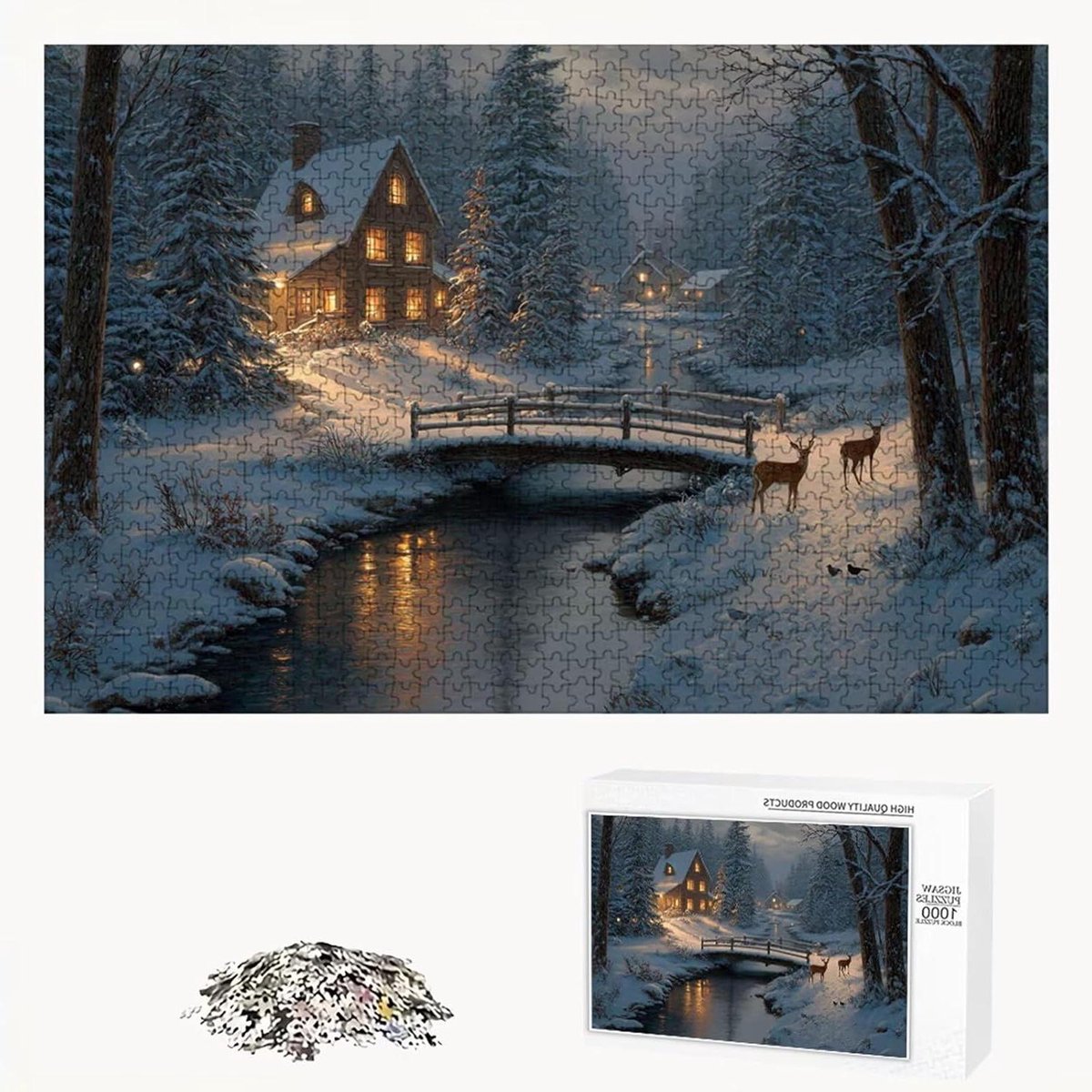 Houten Puzzel - Volwassen Puzzel - Ontspanning Thuis - Precisie Gesneden Stukjes - 4000 Stukjes - Winter Thema