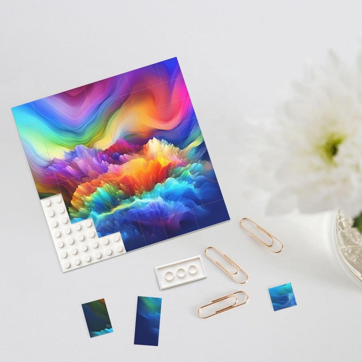 Bouwsteen Puzzel - Fotoblok Puzzel - Home Decoreren - Dubbelzijdig Ontwerp - M - Wit