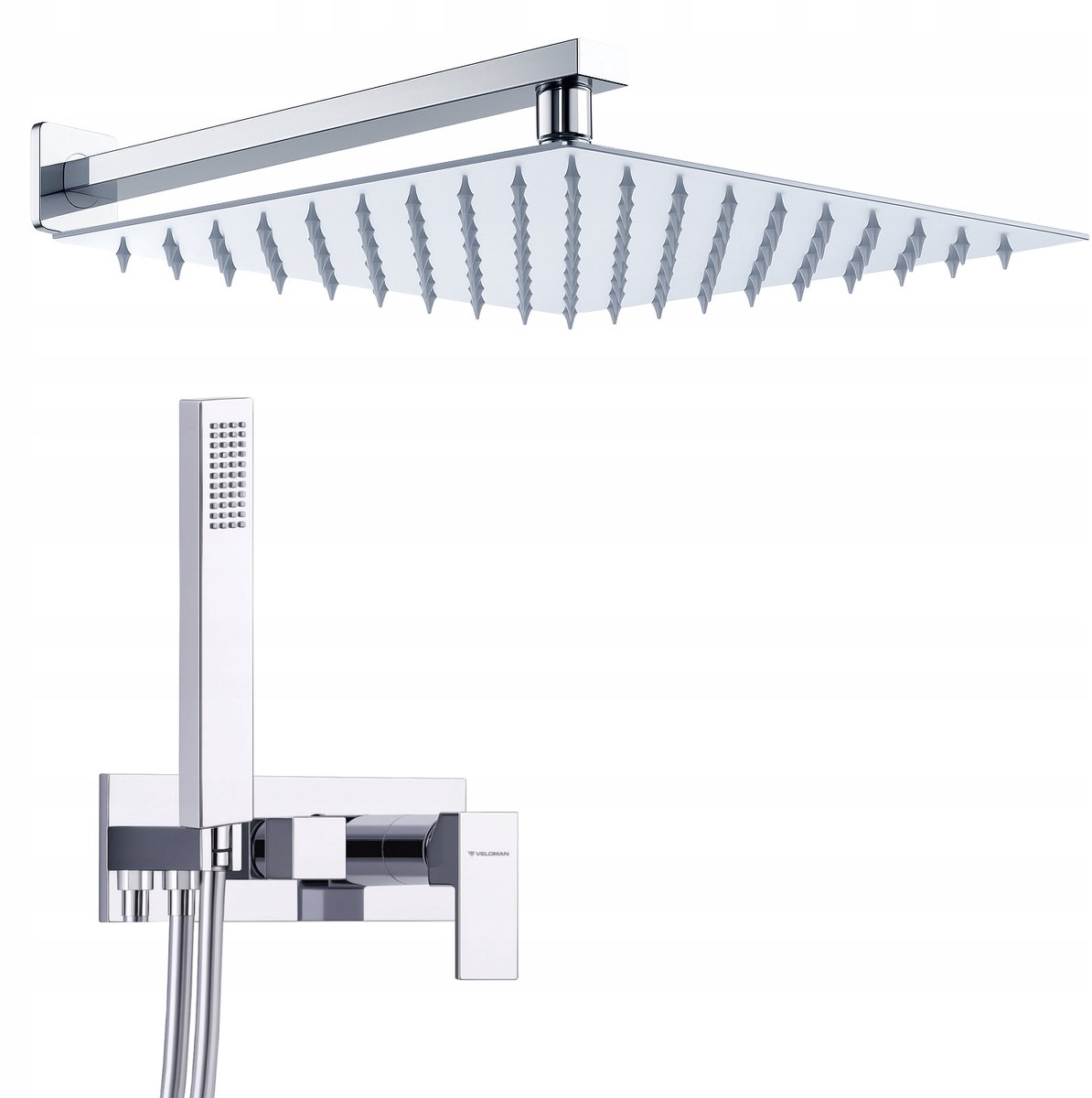 Veldman Quadro-2 Doucheset Inbouw met Regendouche 40cm Chroom