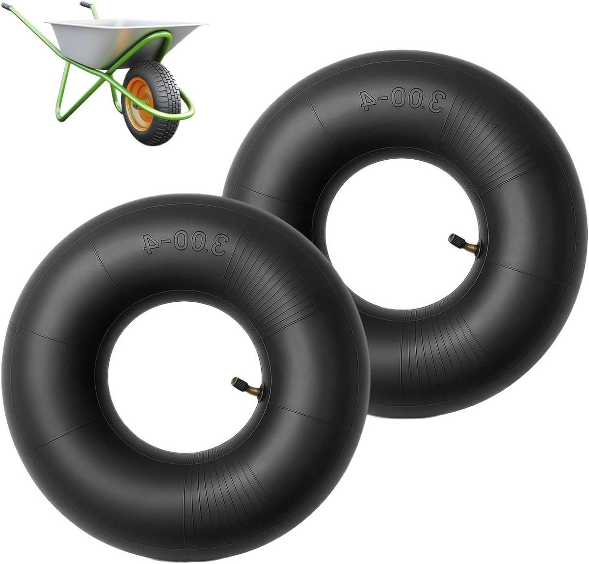 Binnenbanden Set - Rubberen Banden - Transport Ondersteuning - Haakse Ventiel - 260x85 Millimeter - Zwart
