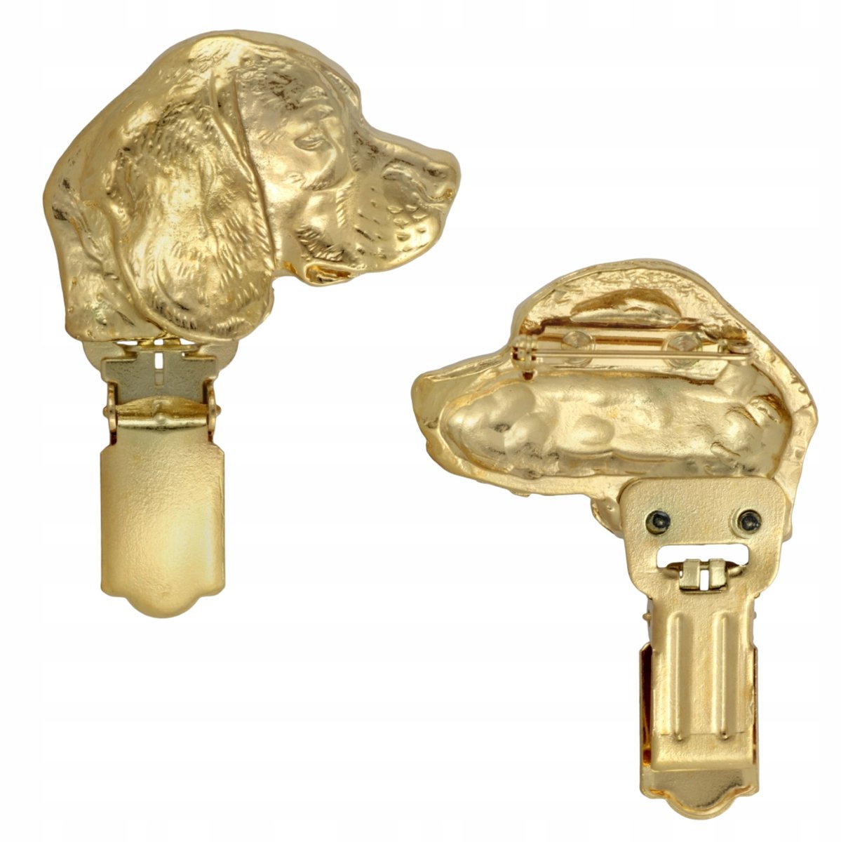 Vergulde Beagle-broche met startnummerclip - Elegant hondenbord
