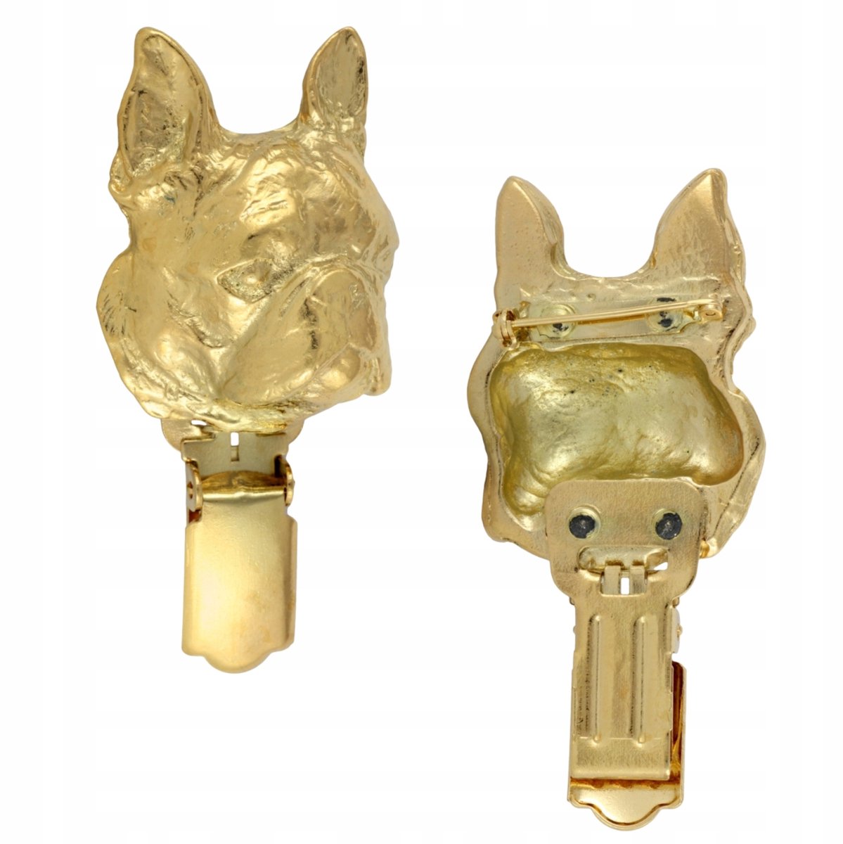 Vergulde Boston Terrier Brosch met Clip - Startnummerhouder
