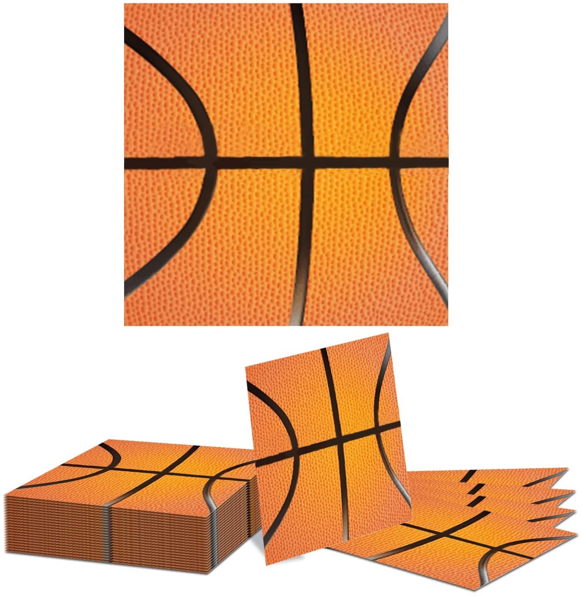 Dailygoods- Basketballservetten 20 stuks - Papieren Servetten - Basketbalpatroon - Feestdecoraties - Sport Feestbenodigdheden - 13 x 13 inch