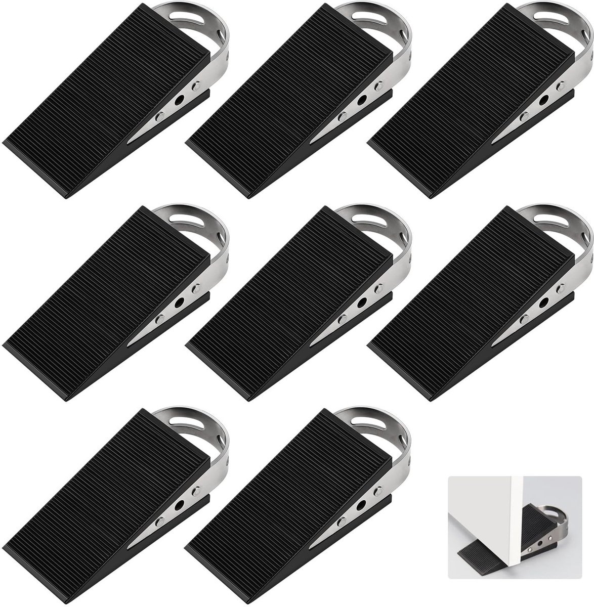 Dailygoods- Deurwiggen 8 stuks - Antislip - Rubber - Roestvrij staal - Slijtvast - Trillingsbestendig - Hoogwaardig materiaal - Deurstopper