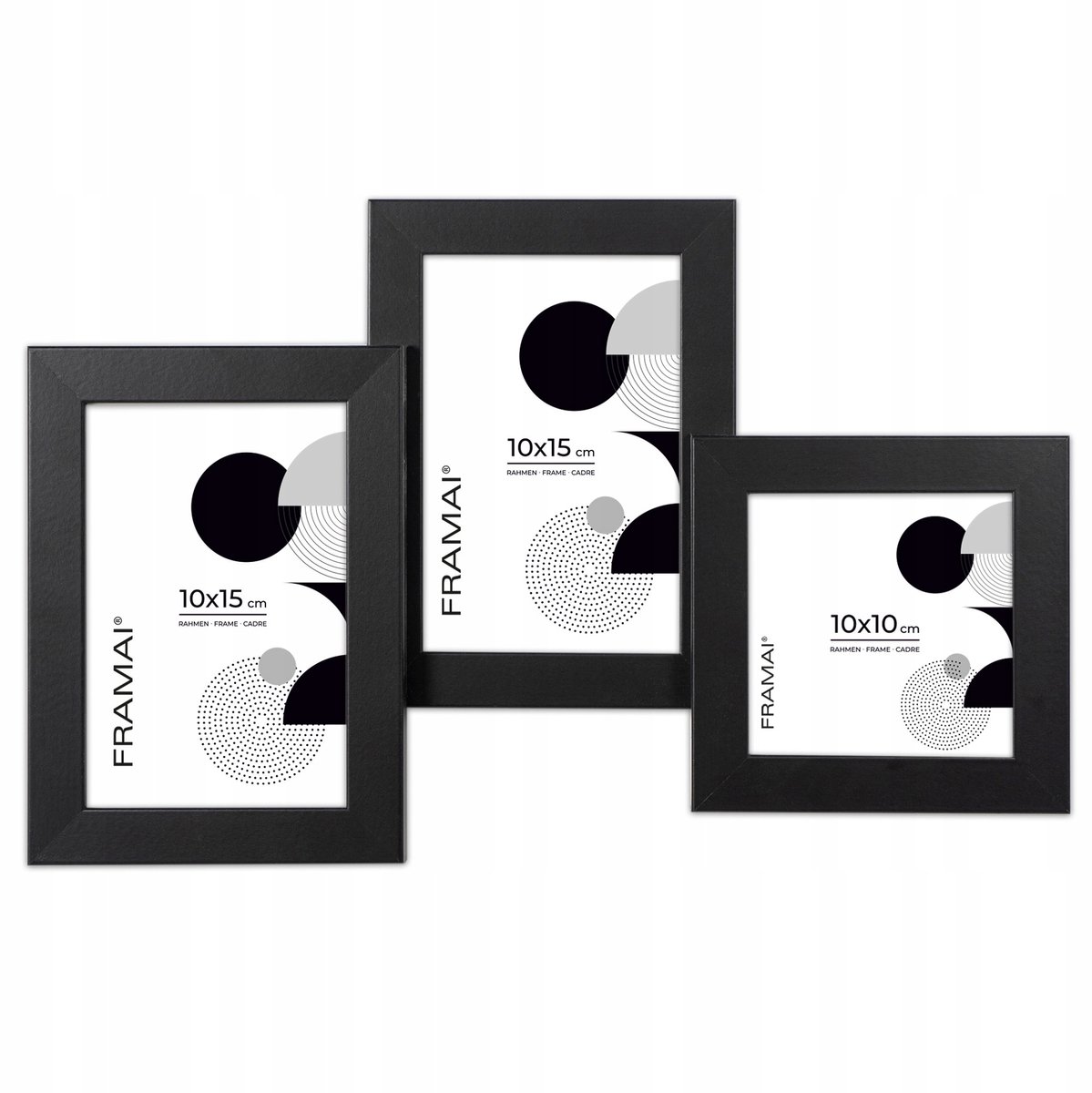Multirama HEN 2 Zwart - 3 Foto's 10x15/10x10 cm - MDF