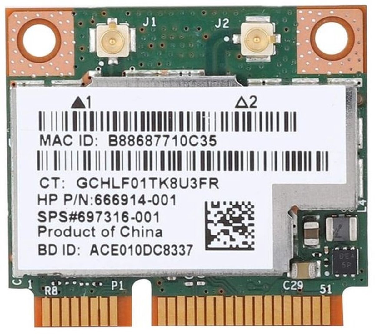 Dual-band-netwerkkaart - Mini PCI-E - Hoge snelheid - 300 Mbps - Bluetooth 4.0 - Voor HP-laptops - Compact formaat