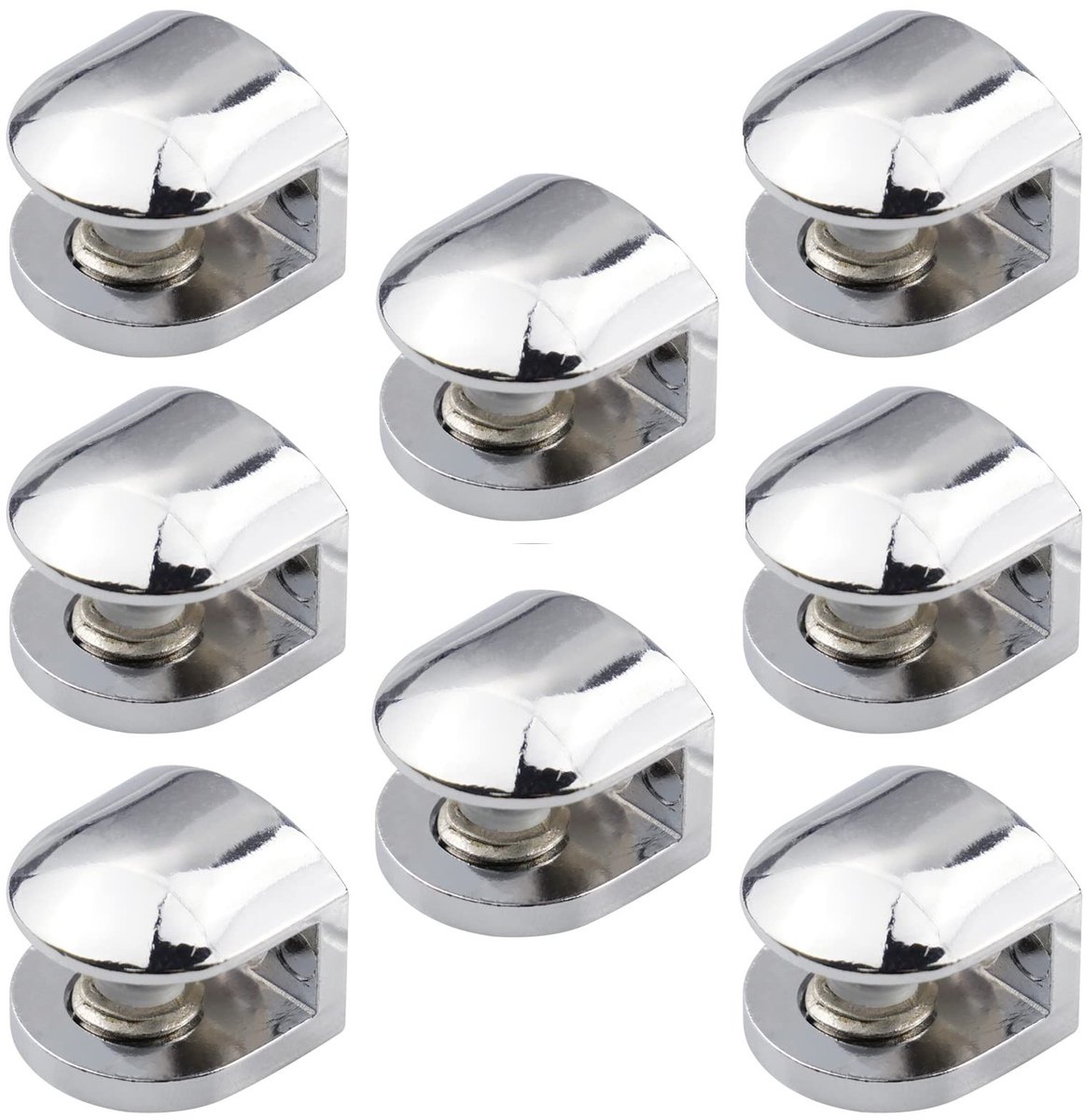 JHUBERS- Plankhouders Verstelbaar - Glashouder - Glasklemmen - Glazen Plankdrager - Zinklegering - 8 Stuks voor 6-8 mm Dikte