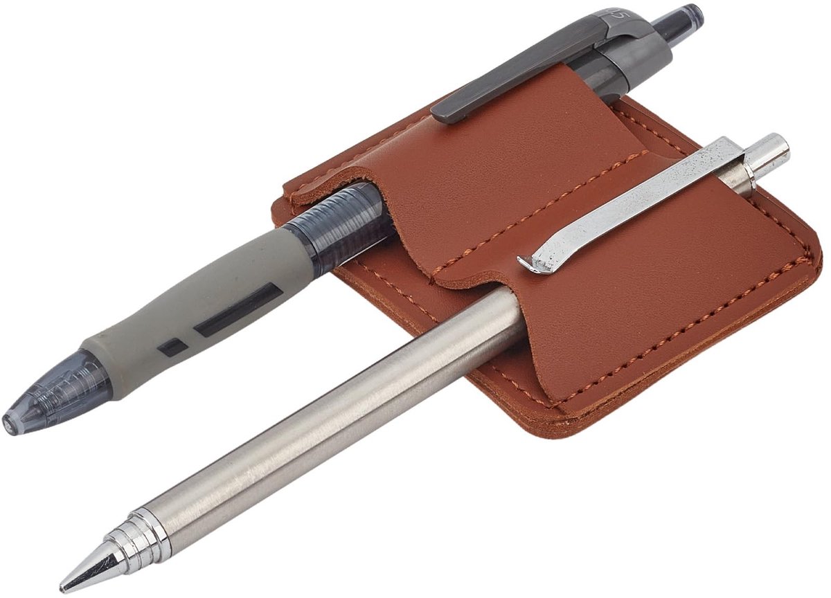 JHUBERS- Penhouder Bruin - Handgemaakt - Pennenhouder - Pennenzak - Pennenbakje - Compact ontwerp - Lichtgewicht PU leer