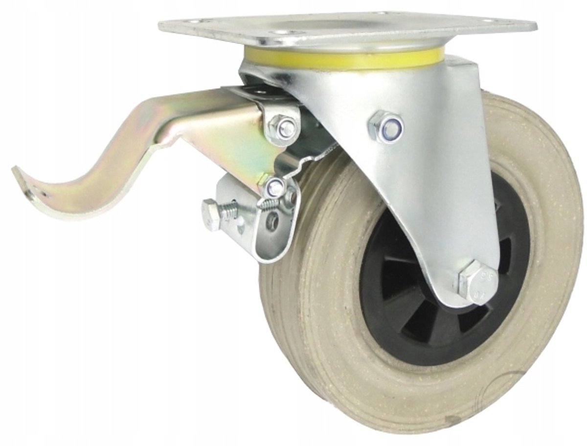 Zwenkbaar wiel met rem, 180mm, kunststof-rubber, 120kg