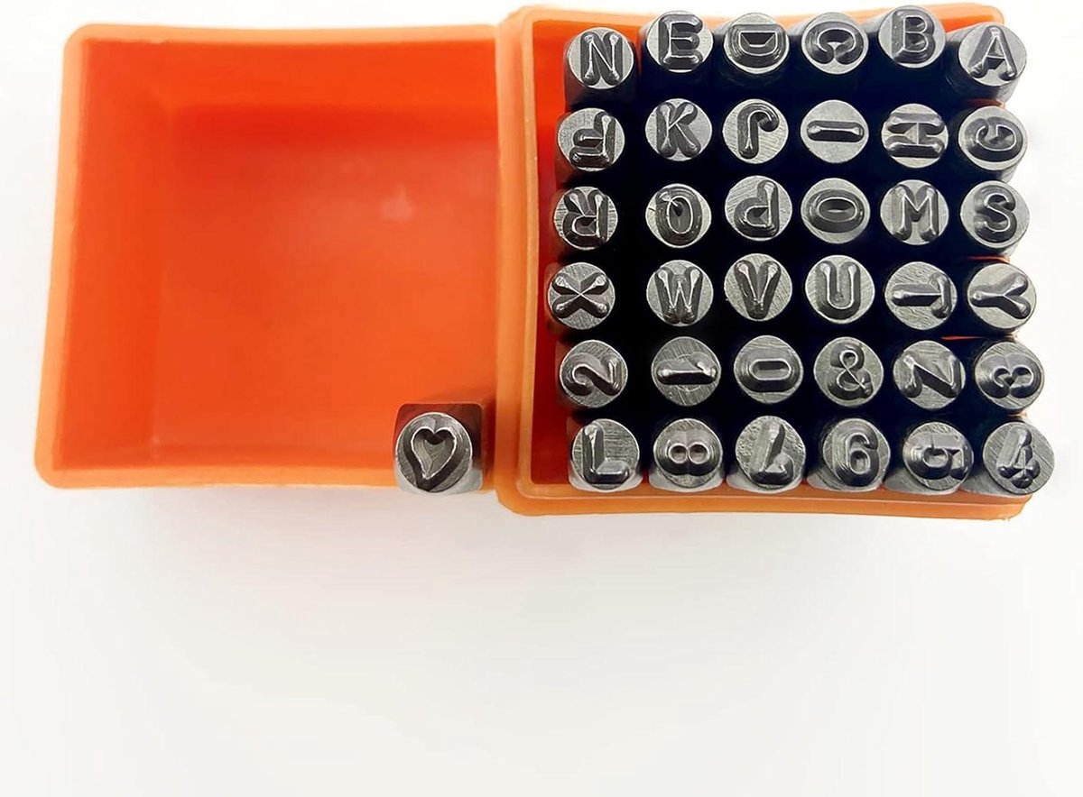Stalen Stempelset - Metaalpons set - Materiaal markeren - 37 delig - 3 Mm Teksthoogte - Zilverkleurig