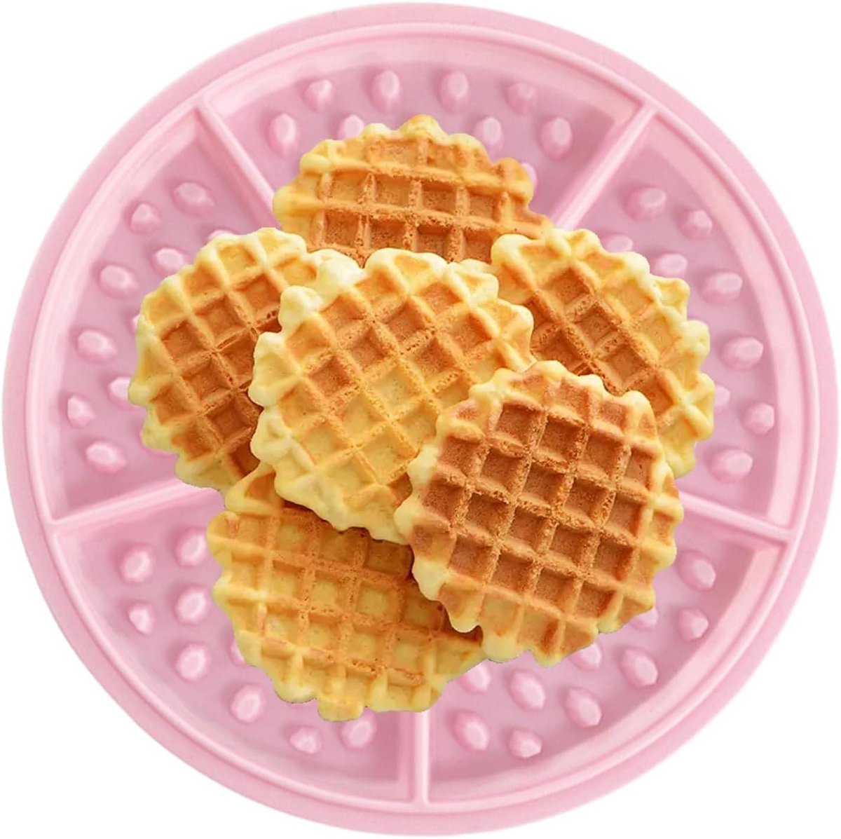 Wafelijzer Vorm Bakvorm Siliconen Zelf Wafels Maken Anti-aanbaklaag 17.5 x 17.5 cm Roze