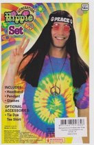 hippie set - 3 delig- bril,ketting,hoofdband.