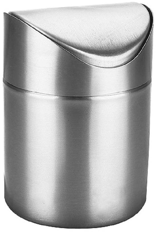 Mini Aanrecht Prullenbak, Roestvrijstalen Desktop Prullenbak Tafel Prullenbak Huishoudelijke Mini Prullenbak Clamshell Papiermand met Gouden Deksel