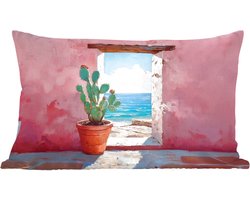 Sierkussens - Kussentjes Woonkamer - 60x40 cm - Zee - Roze - Cactus