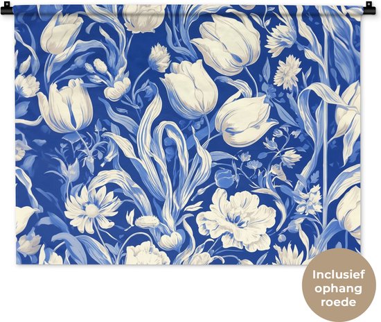 Tapisserie murale 90x67,5 cm - Fleurs Fleurs - Blauw de Delft - Tulipe - Tapisserie - Tapisseries