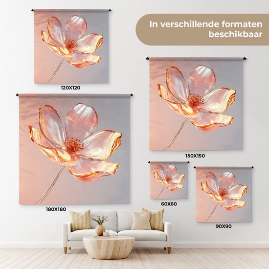Tapisserie murale 90x90 cm - Verres mural Verres - Bloem - Rose - Tapisserie murale - Tapisseries