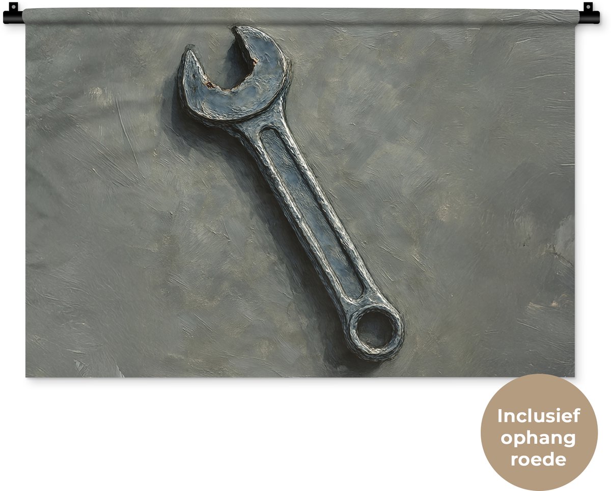 Wandkleed 90x60 cm - Wanddoek Steeksleutel - Schilderij - Gereedschap - Verf - Wandtapijt - Wandkleden