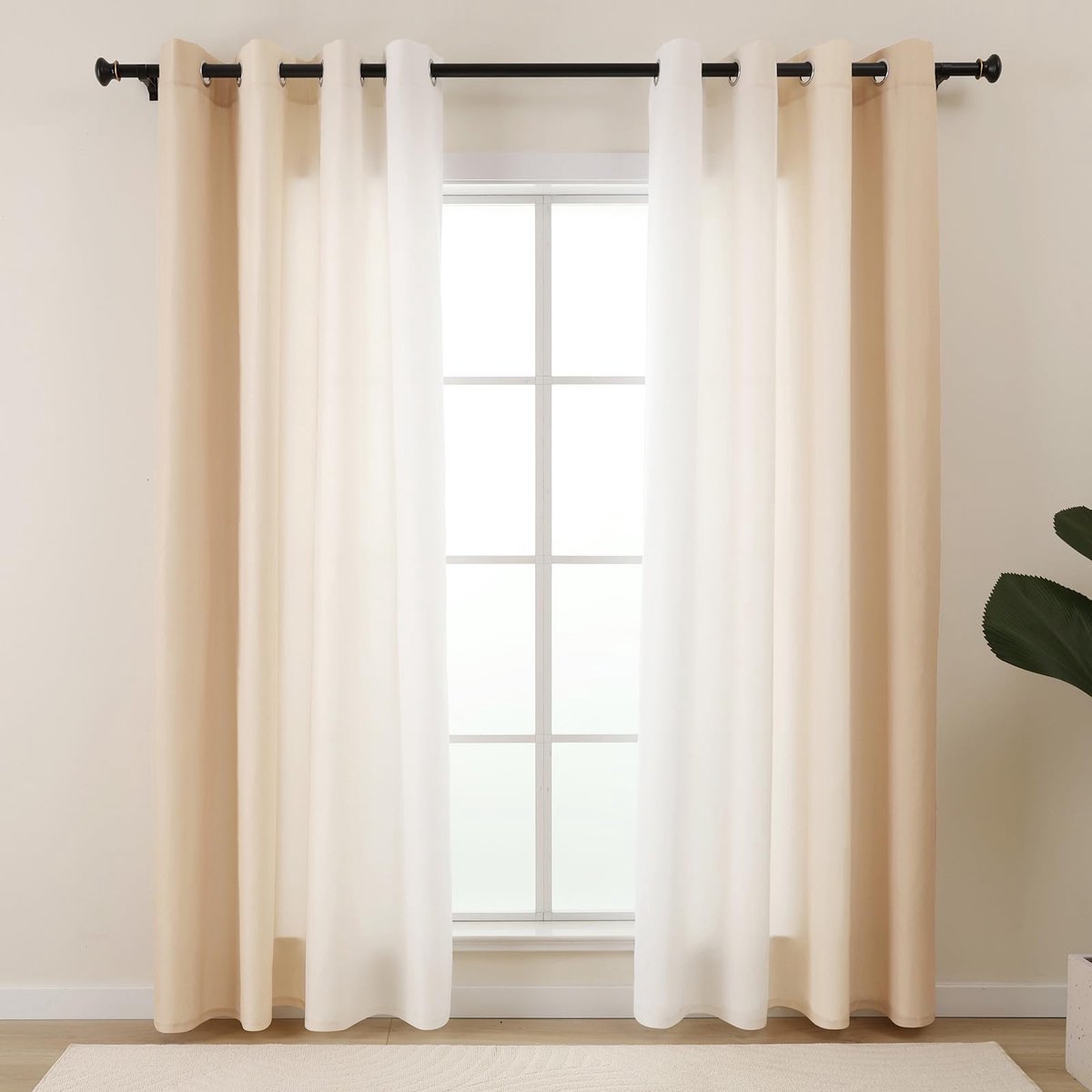 Ibenzoa Gordijnen Set van 2 met Ombre Effect voor Diverse Ruimtes beige