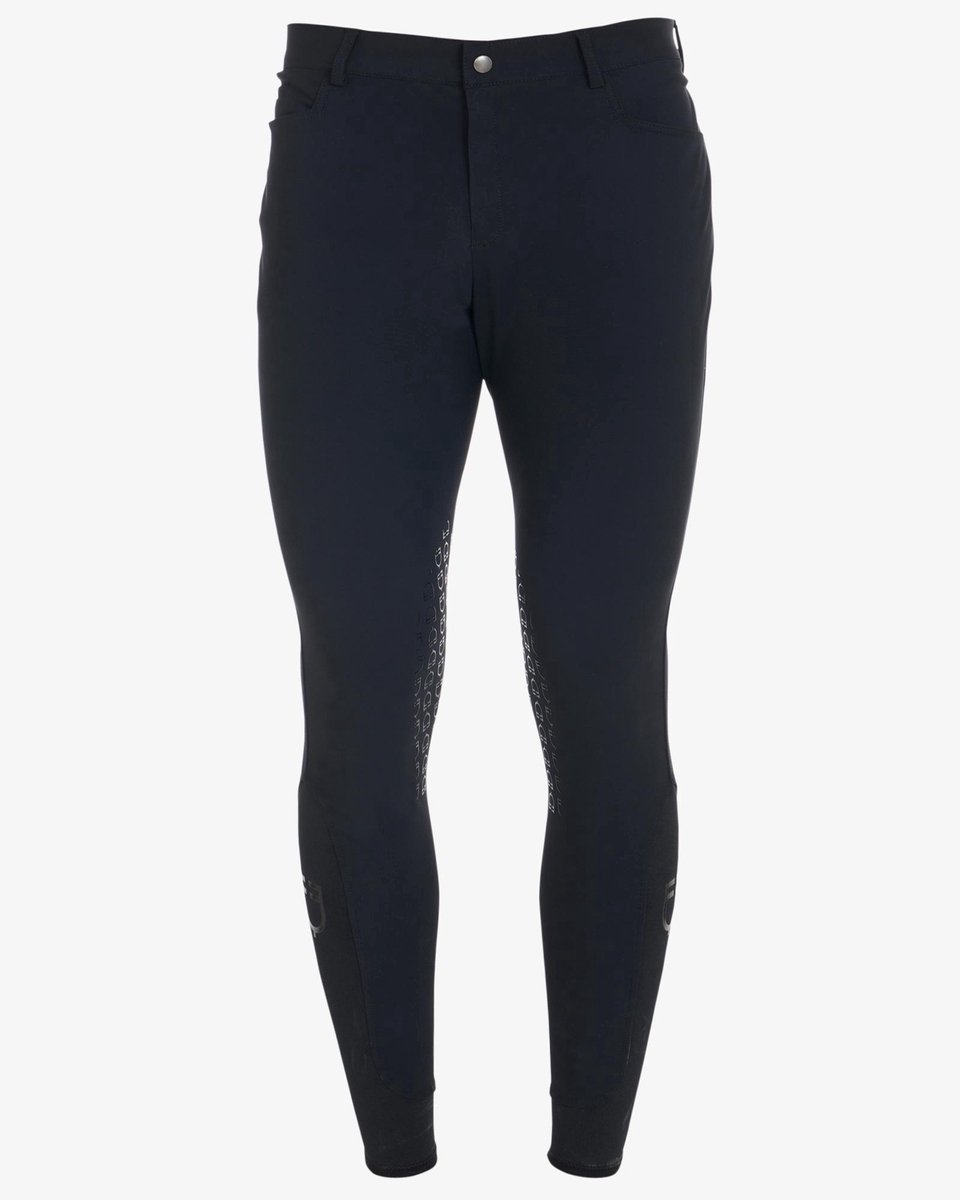 Equestro Heren Slim Fit Zomer Rijbroek Knie Grip Frost Grijs
