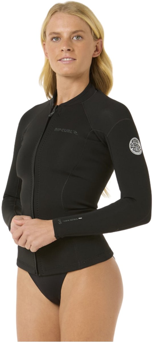 2025 Rip Curl Dames Dawn Patrol 1.5mm Front Zip Jas - Black