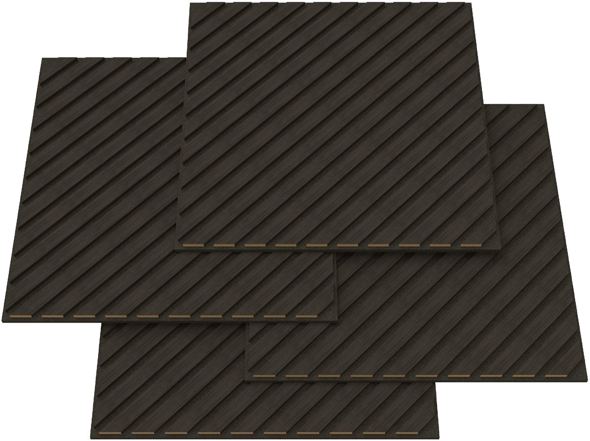 Akoestisch wandpaneel Vang 4-delig set 1,44 m² diagonaal eiken grijs 60x60 cm NEU.HOLZ
