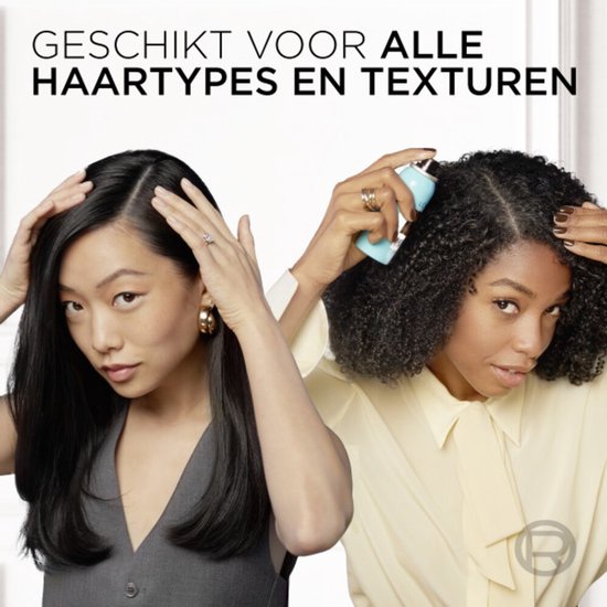 Twee vrouwen, één met steil, donker haar, de ander met krullend haar. Geschikt voor alle haartypes.