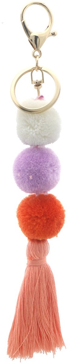 Sleutelhanger - Pompons - Fluffy en Speels - 18cm