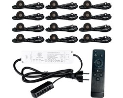 TrueLED Grand Black - Inbouw LED Spot Dimbaar voor Overkapping - IP65 Verlichting voor Veranda - Complete set van 12 LED Spots