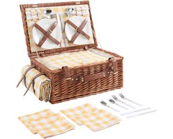 Picknickmand Brindisi 4-persoons picknickset geel wit casa.pro