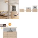Illustratie van een slaapkamer waar een tv uit een houten kast omhoog komt, bediend met een afstandsbediening.