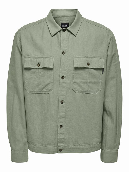 Only & Sons Overhemd Onskennet Ls Linen Overshirt Noos 22019758 Swamp Mannen Maat - L