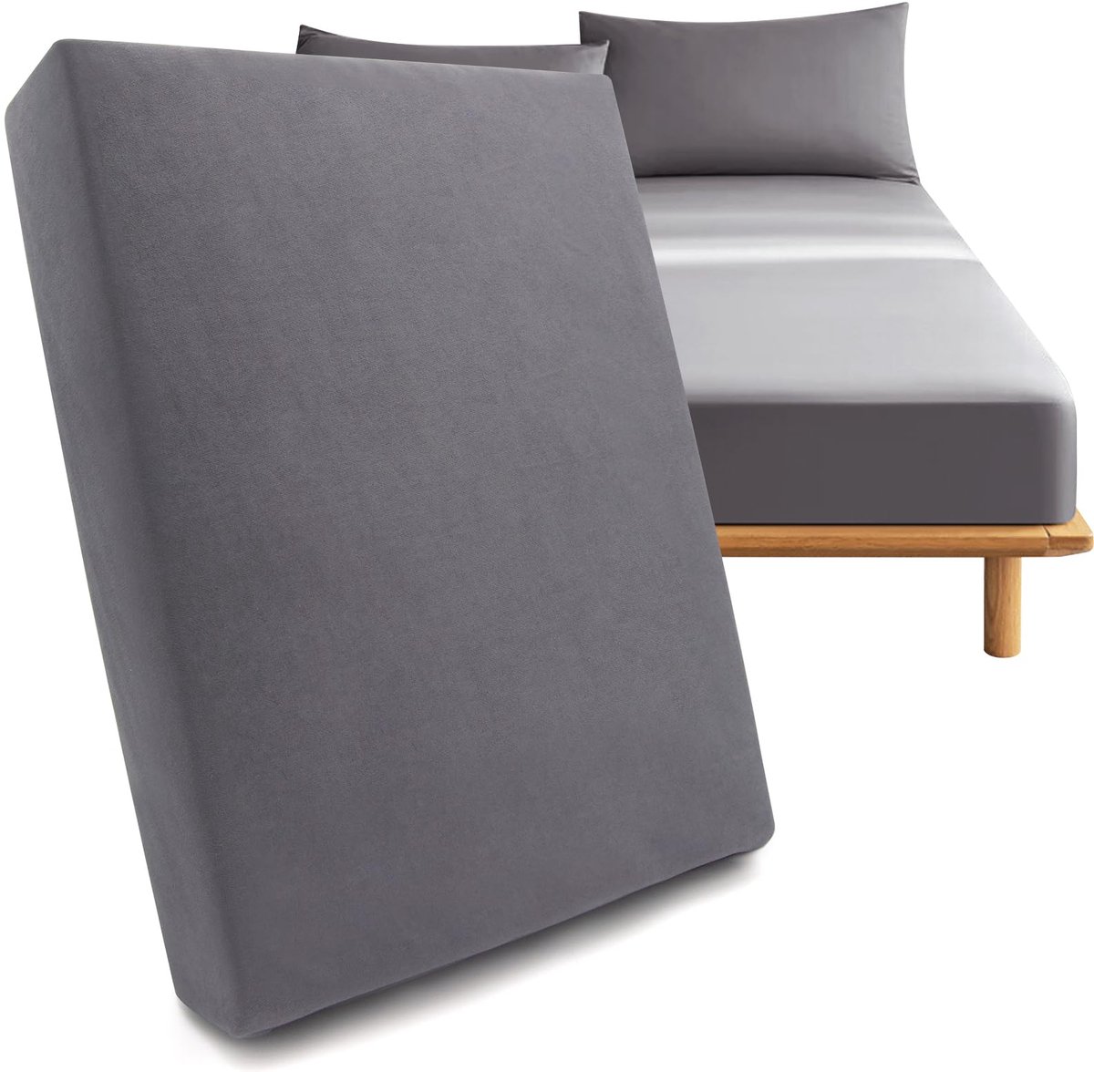 Ibenzoa Extra Zacht en Elastisch Jersey Hoeslaken 140 x 200 cm met Perfecte Pasvorm voor Matrassen tot 25 cm Dikte grijs