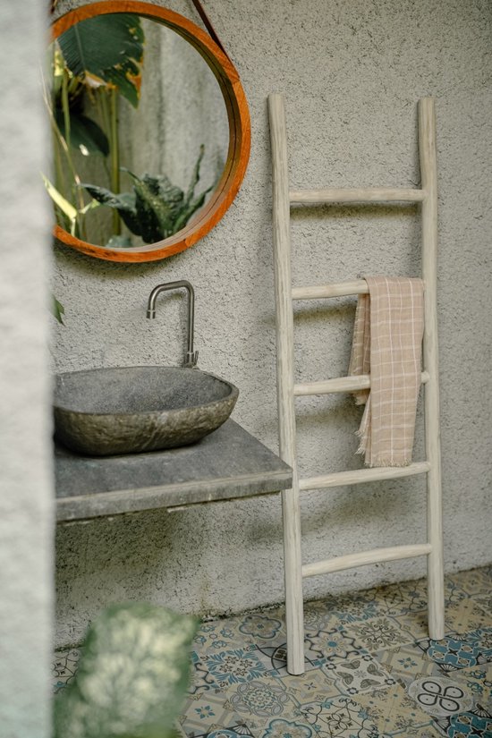 Teakea - Houten decoratie ladder | White oiled | 50x5x175