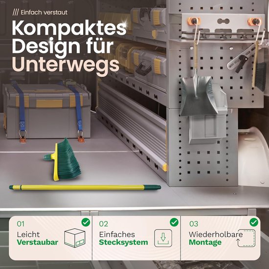 Klauwbezemset 30 cm kunststof met telescopische steel gebogen borstels tuinbezem straatbezem veegbezem bladbezem (1, 30 cm bezem met steel) van Xclou — afbeelding 2