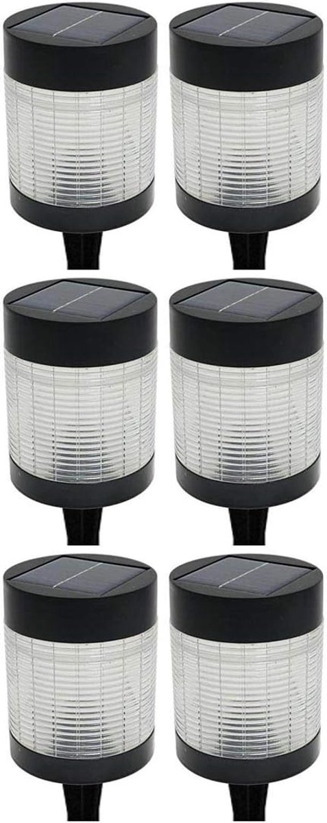 Set van 6 solarlampen voor buiten LED 100 lumen - weerbestendig en energiebesparend - inclusief batterij - voor tuin en terras - solarlamp tuinlamp buitenlamp energiebesparende lamp