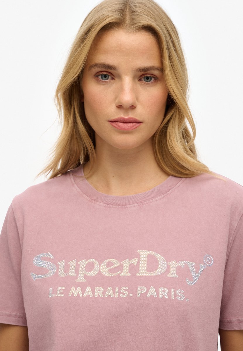 Superdry Venue Metallic Relaxed Shirt Dames Roze