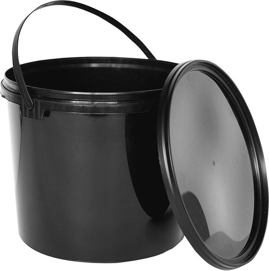 Emmer met deksel, wit, 100 x 10 liter, kunststof emmer, deksel