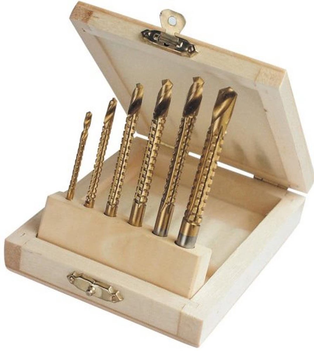 Freesset 6 Delig - Metaal Hout Plastic - Boren Frezen Zagen - Alles-in-één functie - Houten Kist - Metaal