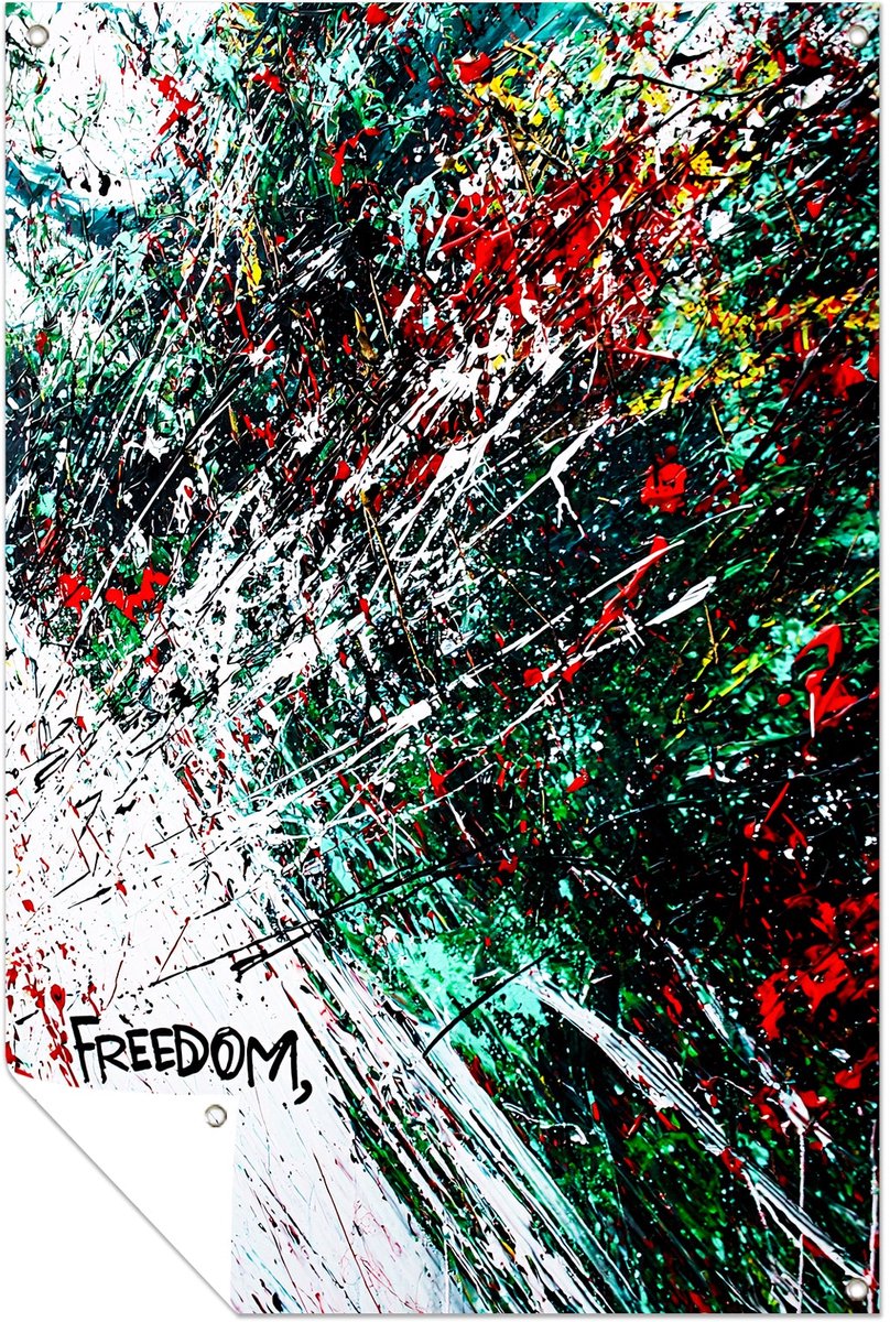 Abstracte kunst vol energie - vrijheid tuinposter - Tuinwanddecoratie verf - Abstract expr