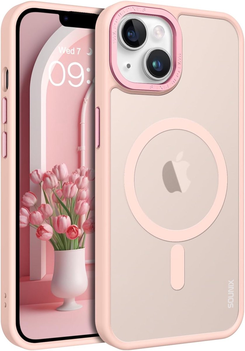 Geschikt voor iPhone 13 / 14 hoesje - Magsafe - Magnetisch Magsafe Hoesje - Hoesje - Sounix - Roze