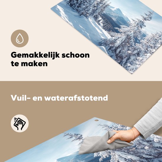 KitchenYeah® Protection plaque induction 90x52 cm - Neige - Hiver - Paysage - Montagnes - Protege plaque de cuisson - Couvre plaque induction - Protecteur d'induction - Cuisine