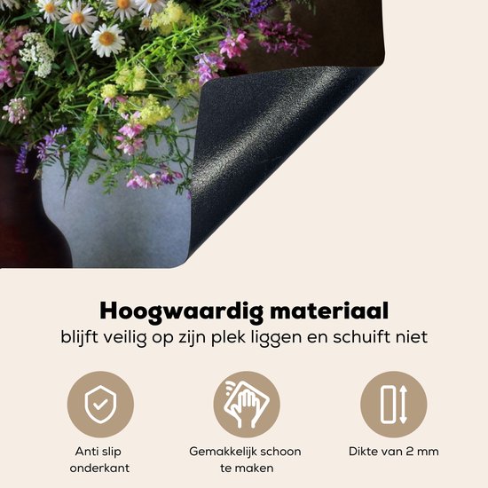 KitchenYeah® Protection plaque induction 85x52 cm - Nature morte - Bouquet - Fleurs - Protege plaque de cuisson - Couvre plaque induction - Protecteur d'induction - Cuisine