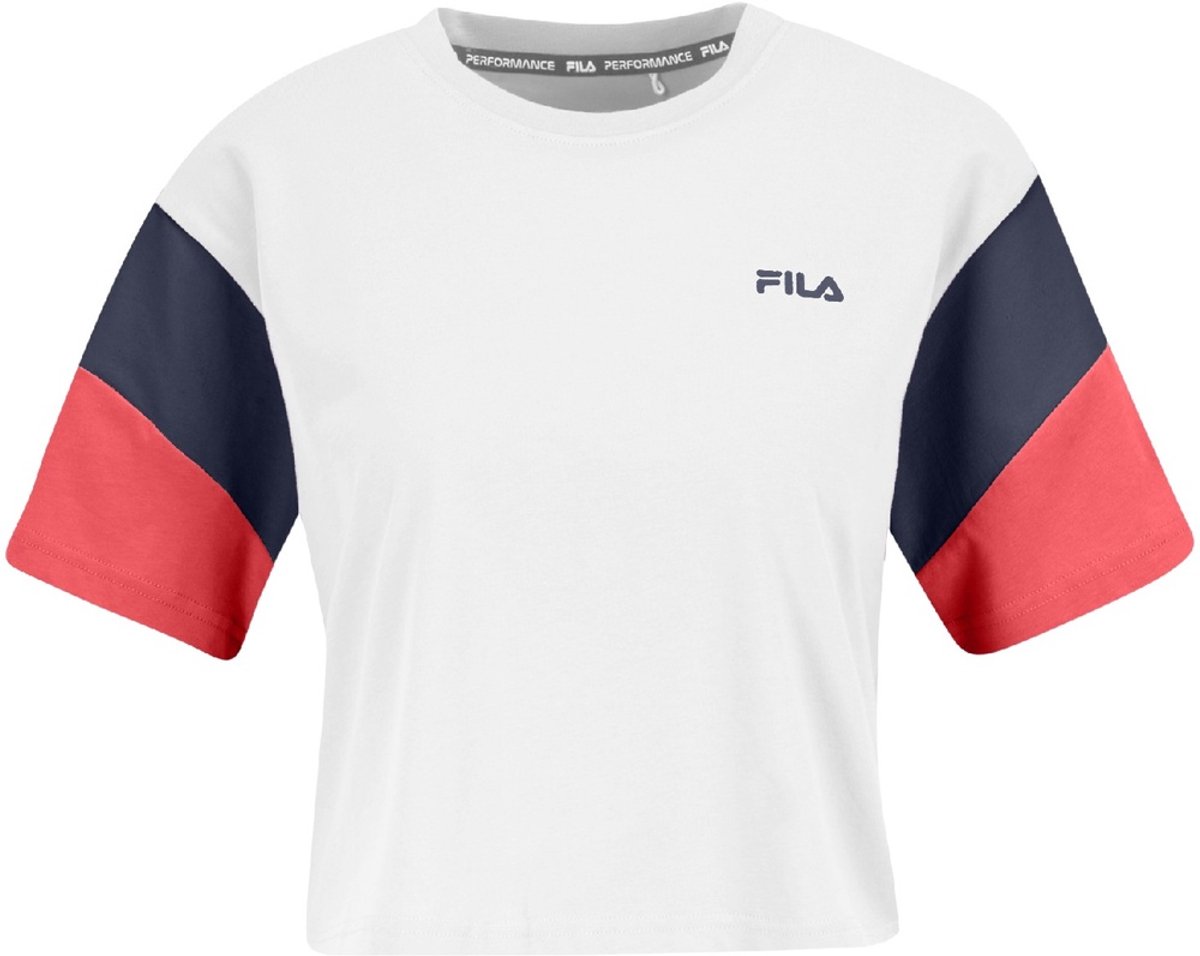 Fila dames cropped T-shirt Temi Blocked Cropped Tee Bright Cayenne Iris-M Zwart